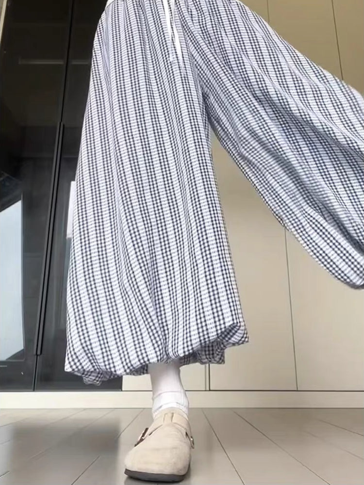 Cloud Grove Gingham Bubble Pants-ntbhshop