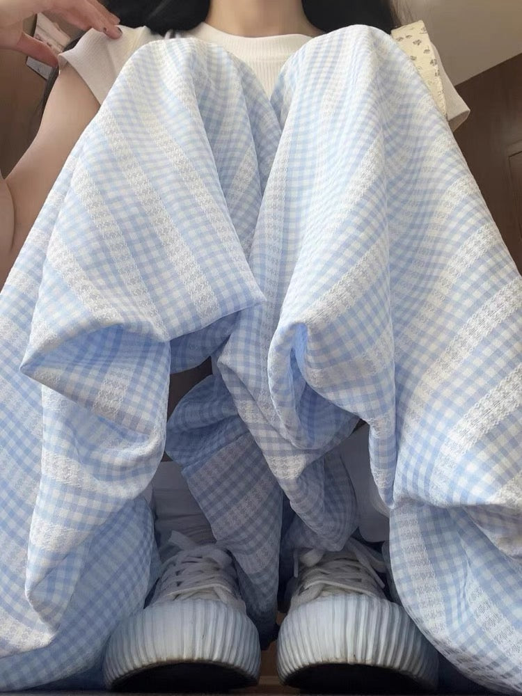 Cloud Grove Gingham Bubble Pants-ntbhshop