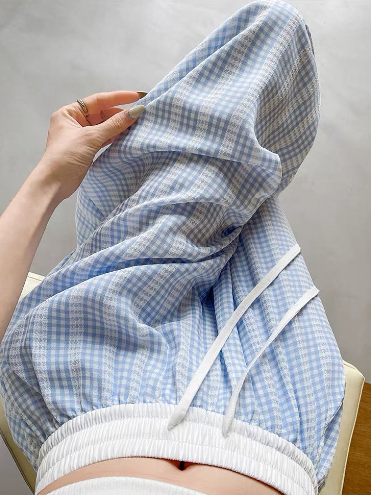 Cloud Grove Gingham Bubble Pants-ntbhshop