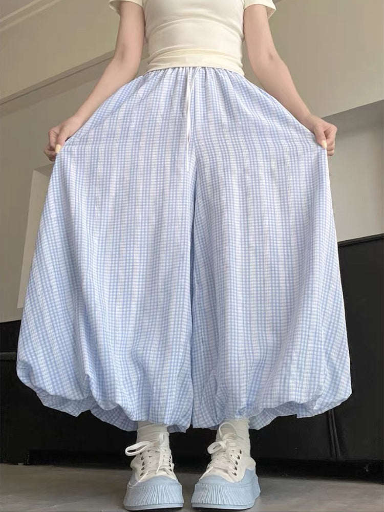 Cloud Grove Gingham Bubble Pants-ntbhshop