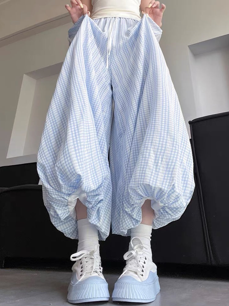 Cloud Grove Gingham Bubble Pants-ntbhshop