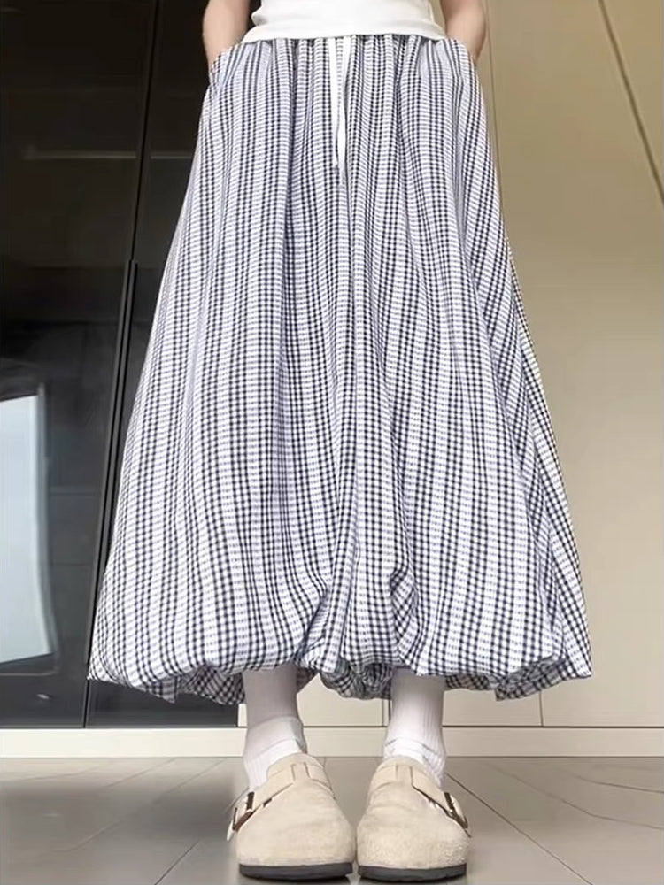 Cloud Grove Gingham Bubble Pants-ntbhshop