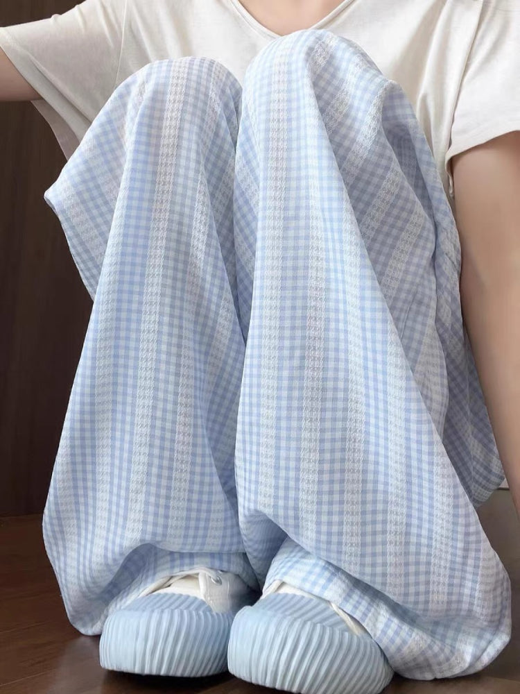 Cloud Grove Gingham Straight Pants-ntbhshop
