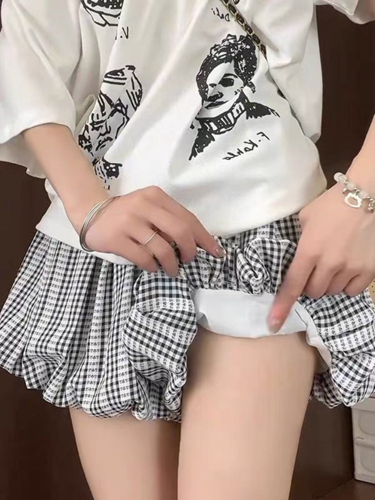 Cloud Grove Gingham Bubble Shorts-ntbhshop