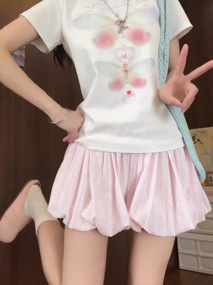 Cloud Grove Gingham Bubble Shorts-ntbhshop