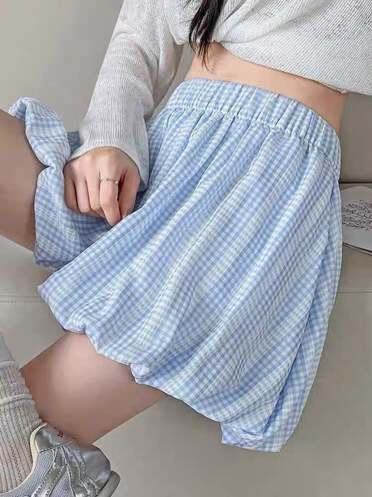 Cloud Grove Gingham Bubble Shorts-ntbhshop