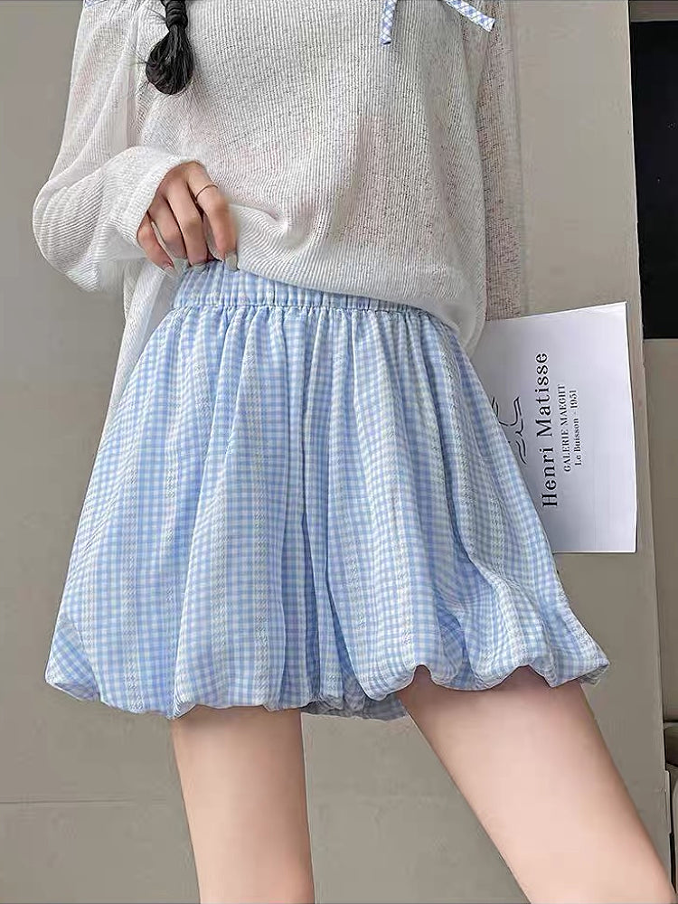 Cloud Grove Gingham Bubble Shorts-ntbhshop