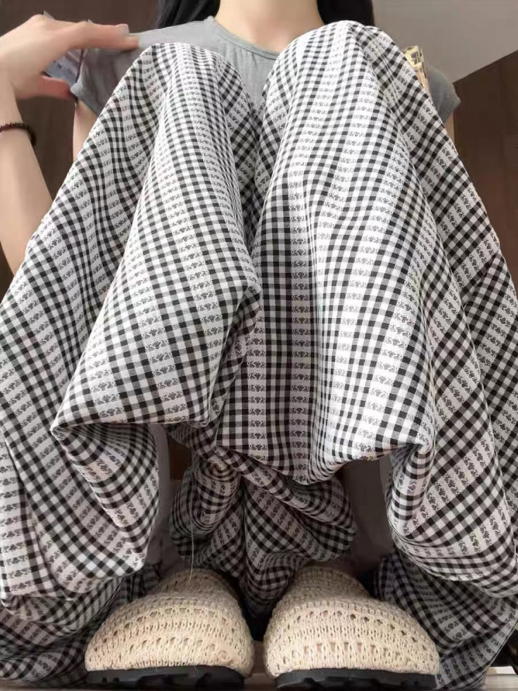 Cloud Grove Gingham Bubble Pants-ntbhshop