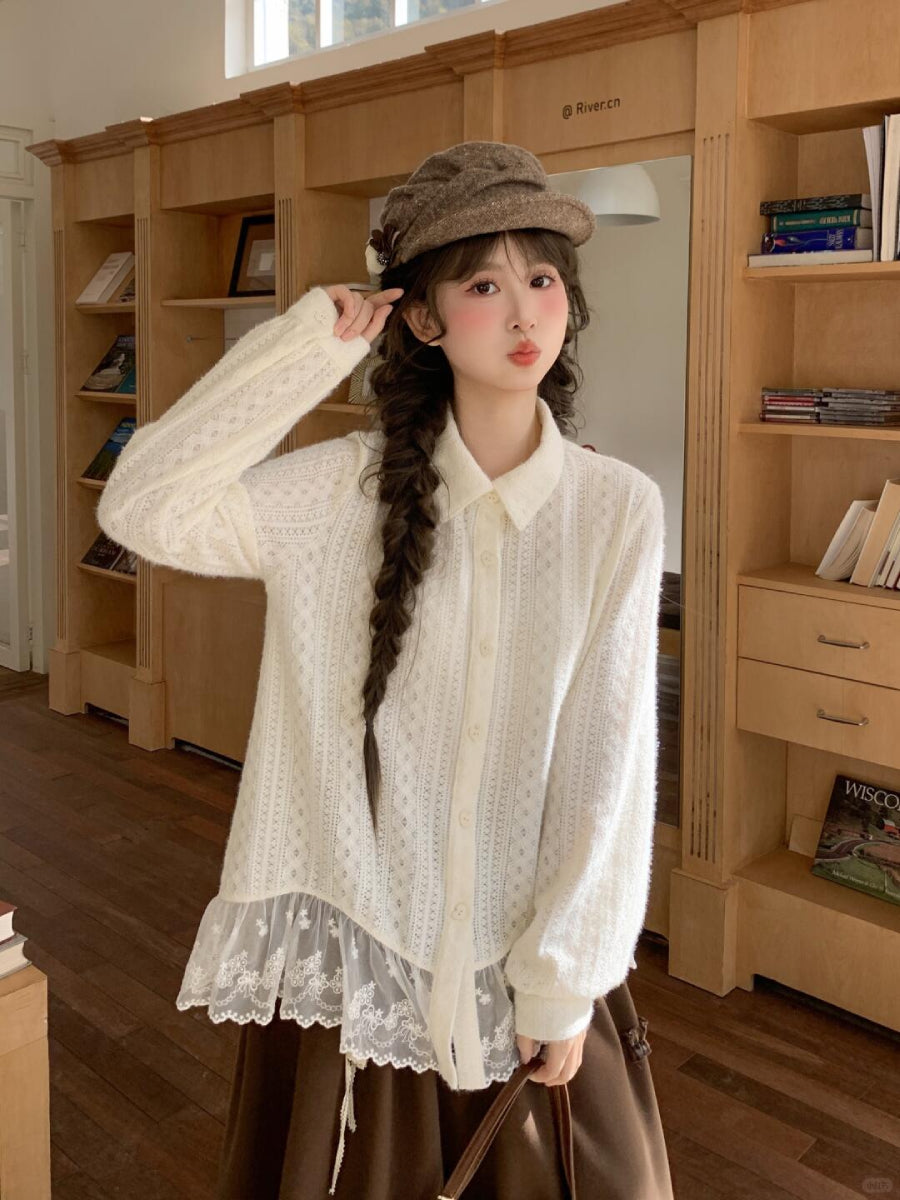 Ivory Petal Lace Blouse