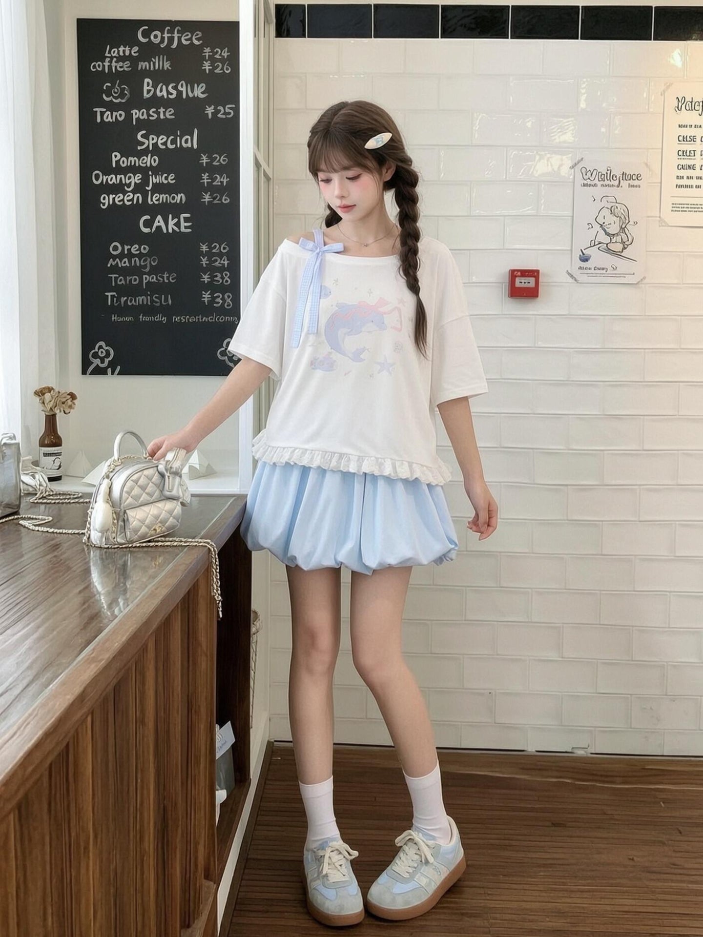 Dolphin Ribbon Shoulder Top-Tops-ntbhshop