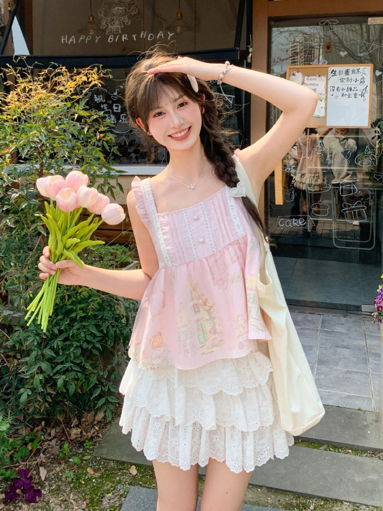 Petal Doll Lace Cami Top-Tops-ntbhshop