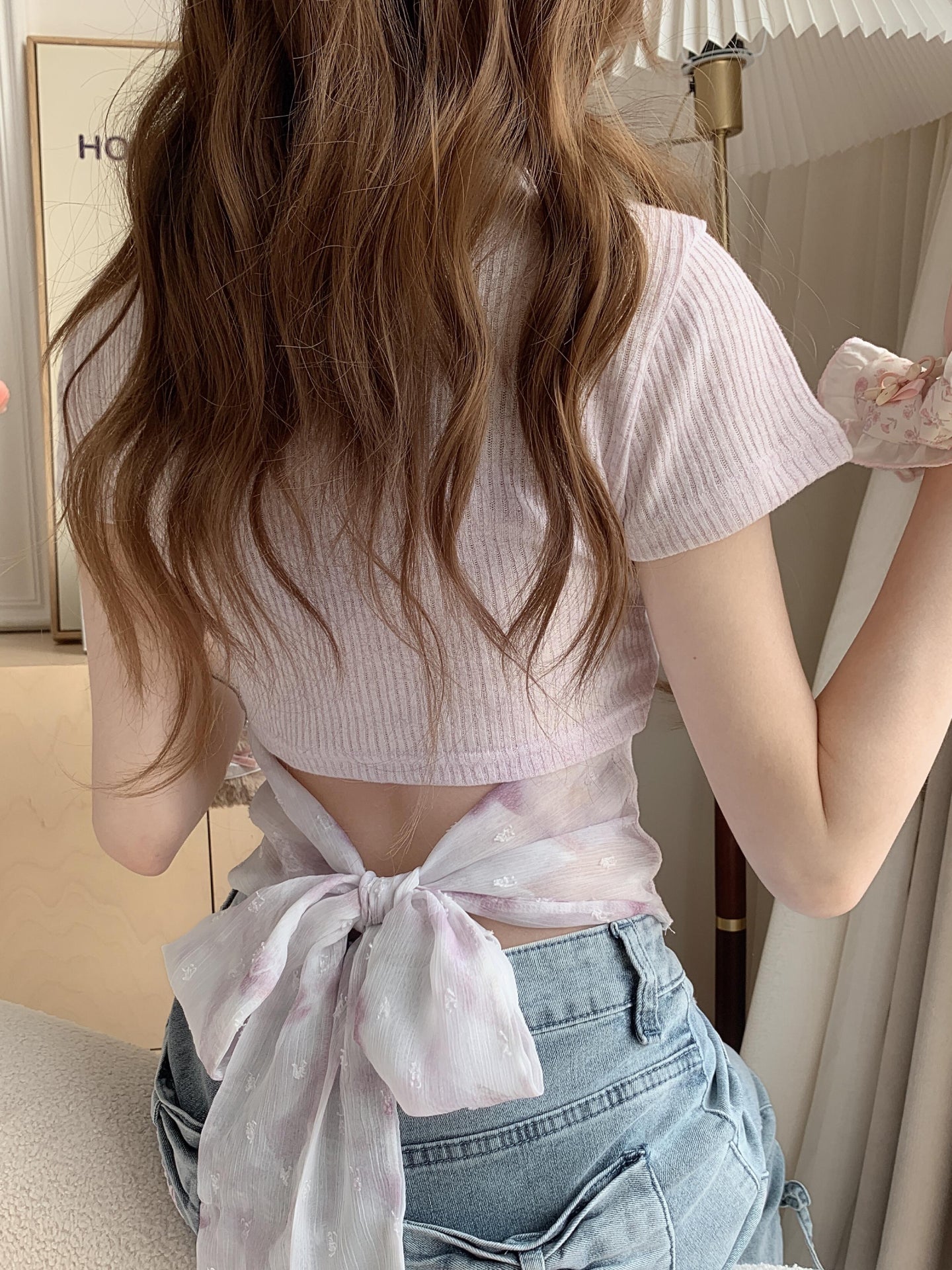 Blush Ribbon Crop Top-Tops-ntbhshop
