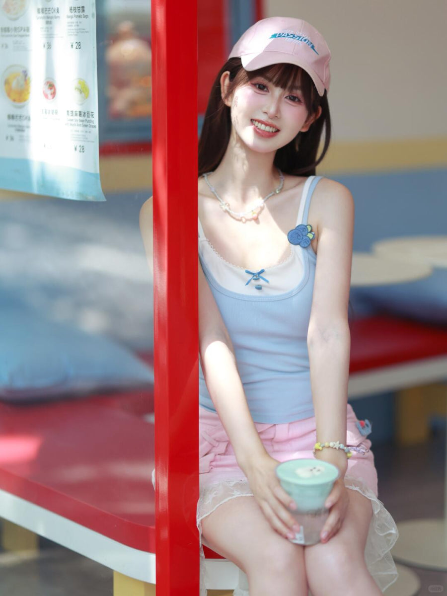 Blueberry Ribbed Bra Camisole-Tops-ntbhshop