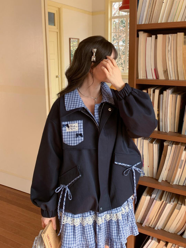 Puppy Check Layer Short Jacket-Outerwear-ntbhshop