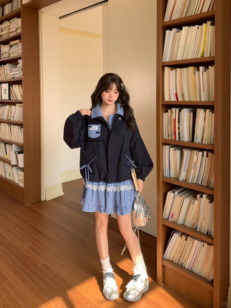 Puppy Check Layer Short Jacket-Outerwear-ntbhshop