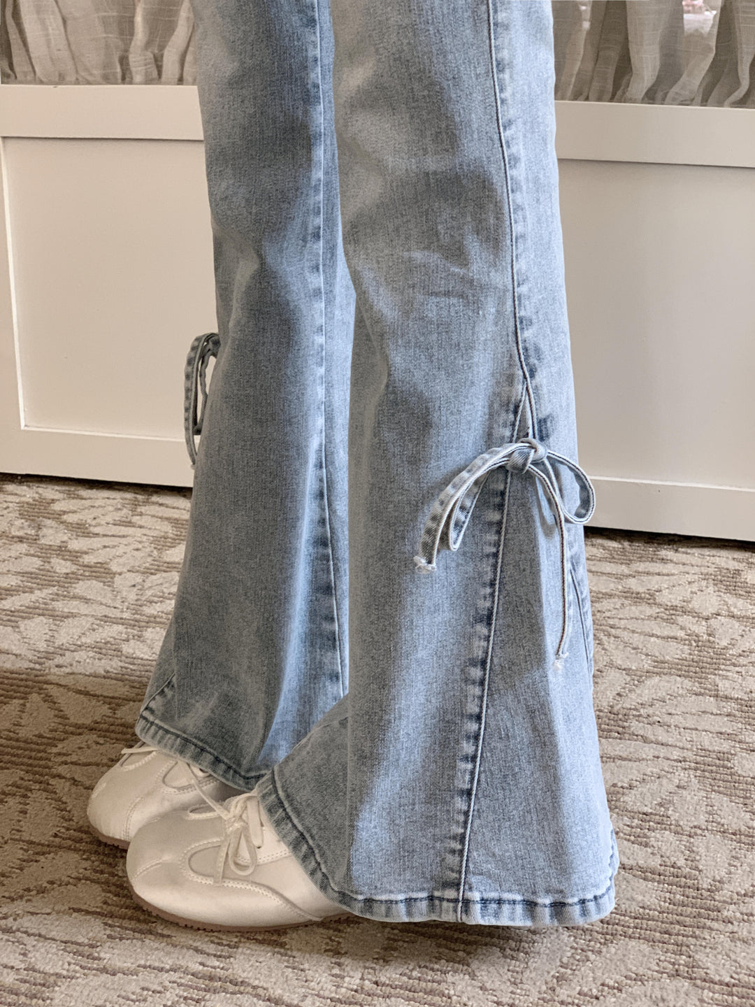 Bow Pocket Flare Jeans-Bottoms-ntbhshop