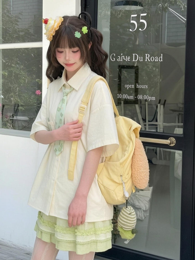 Dinosaur Club Cotton Tie Shirt-Tops-ntbhshop