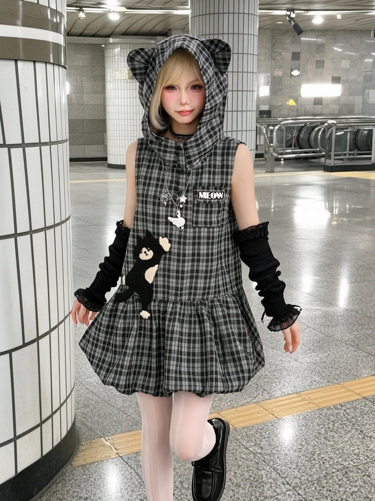 Milk Cat Hood Dress-Dresses-ntbhshop