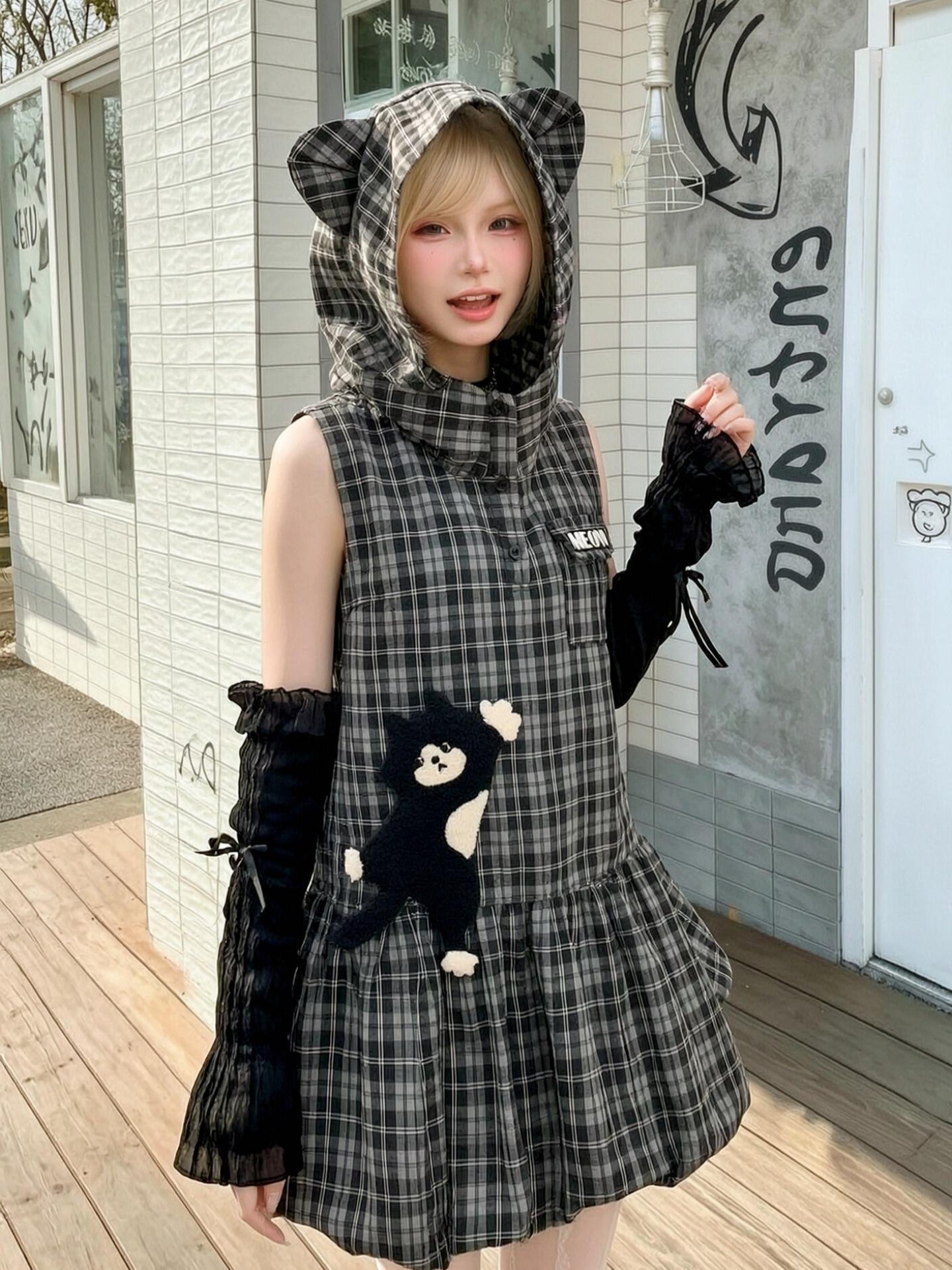 Milk Cat Hood Dress-Dresses-ntbhshop
