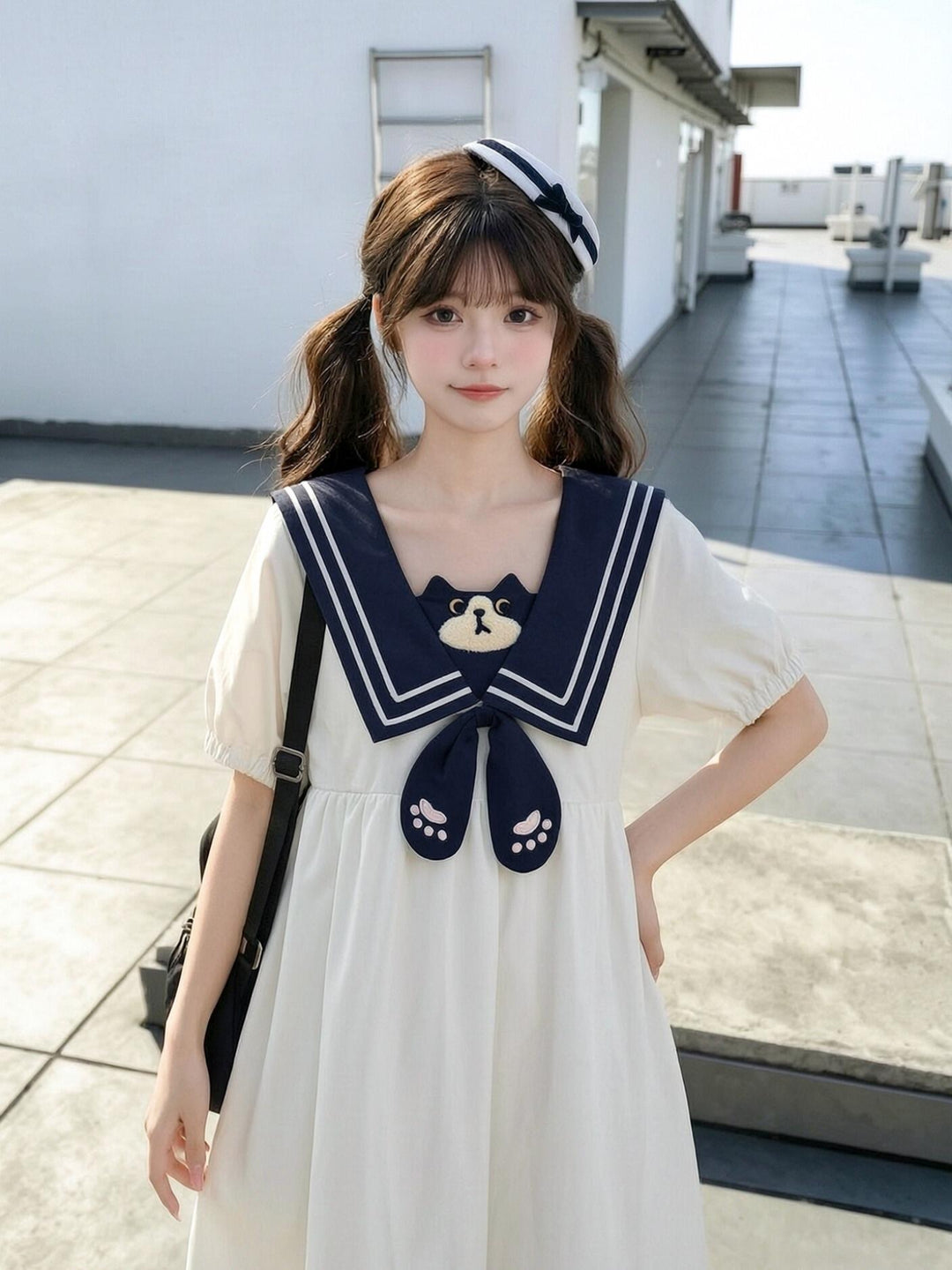 Milk Cat Sailor Dress-Dresses-ntbhshop