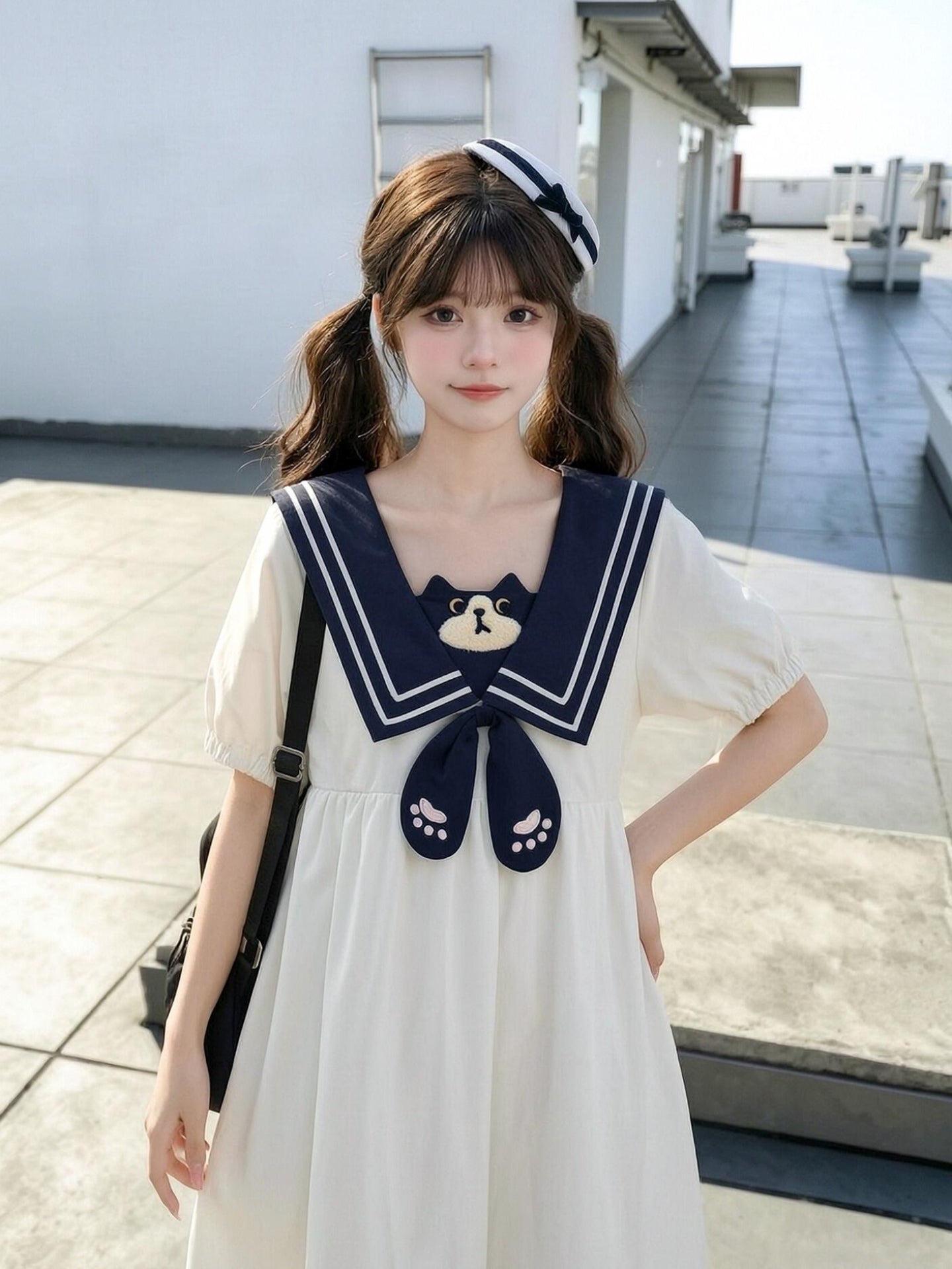Milk Cat Sailor Dress-Dresses-ntbhshop