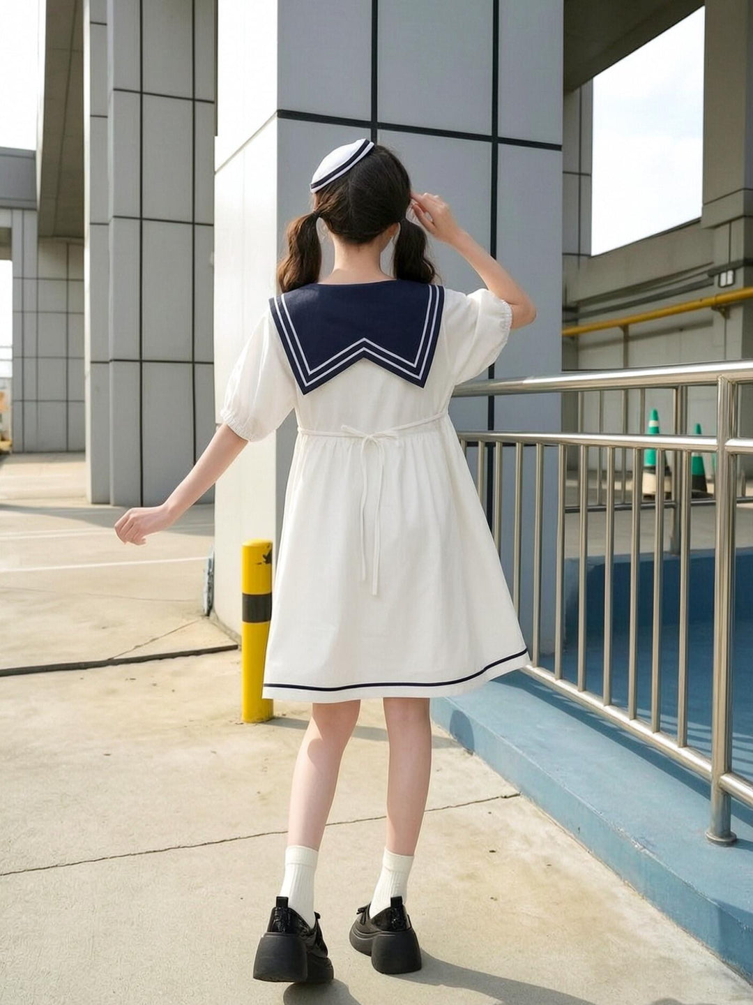 Milk Cat Sailor Dress-Dresses-ntbhshop