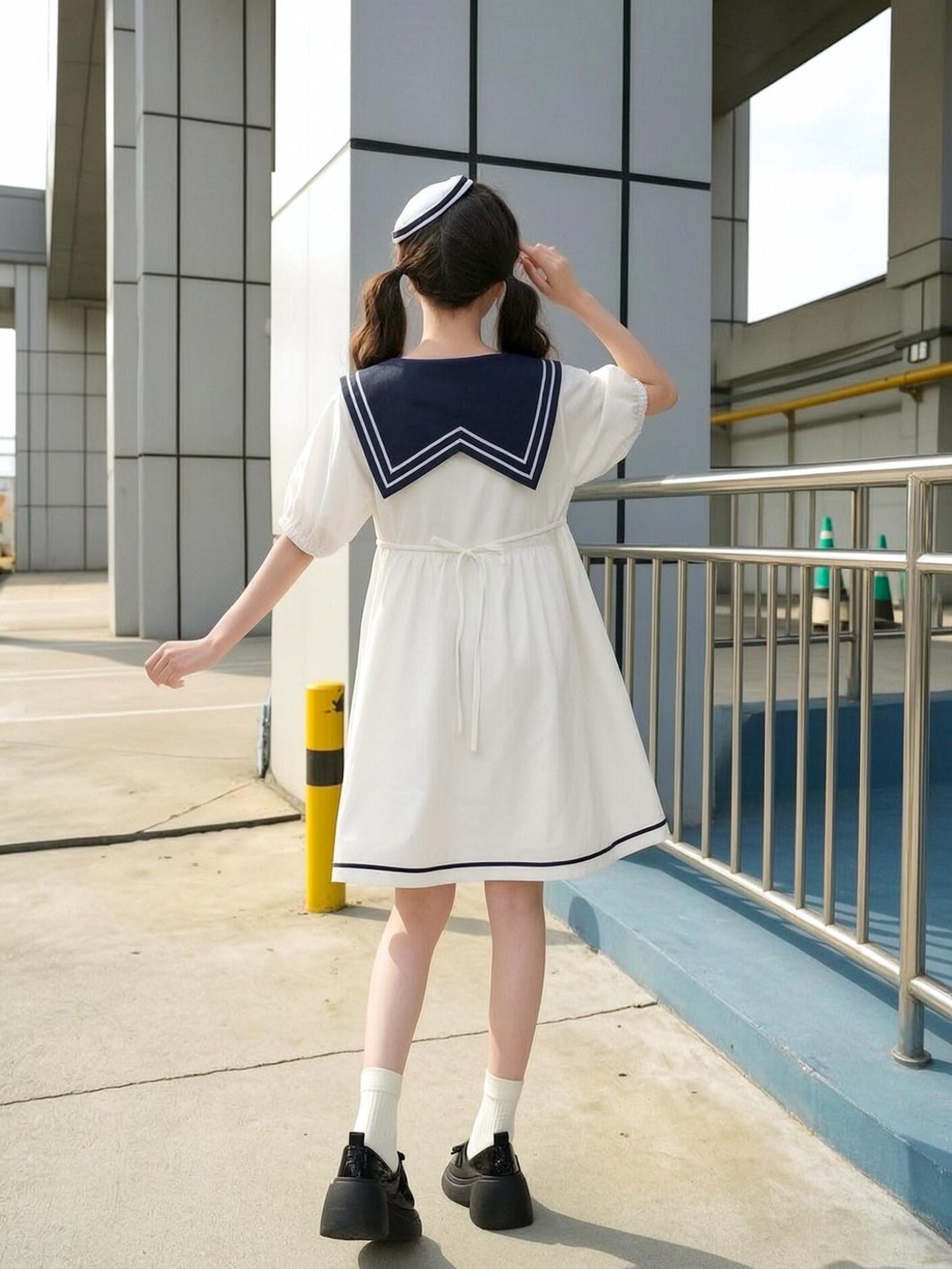 Milk Cat Sailor Dress-Dresses-ntbhshop