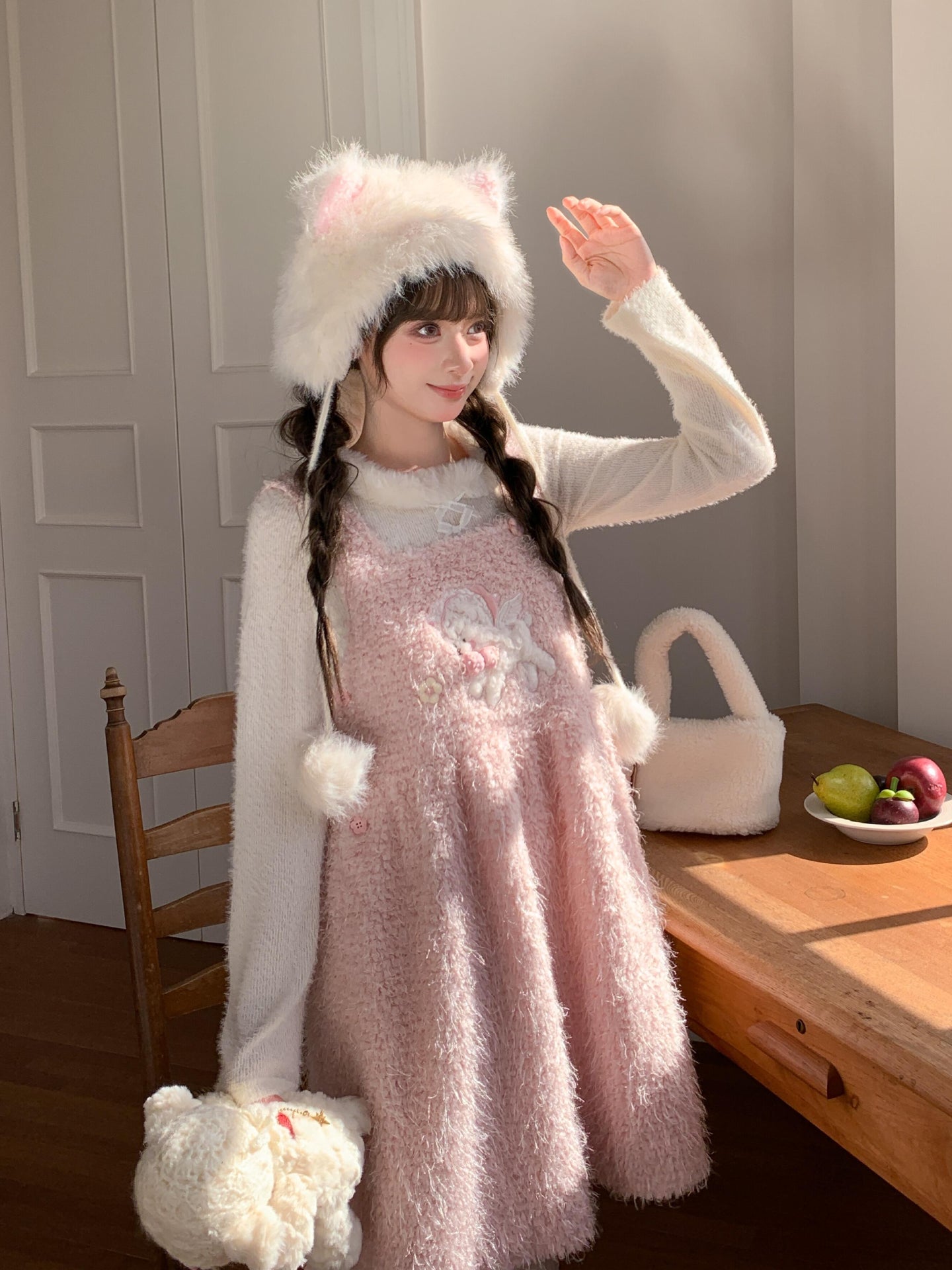 Lamb Plush Pinafore Dresses-Dresses-ntbhshop