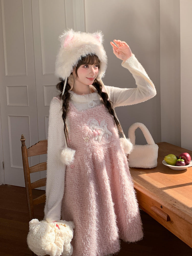 Lamb Plush Pinafore Dresses-Dresses-ntbhshop