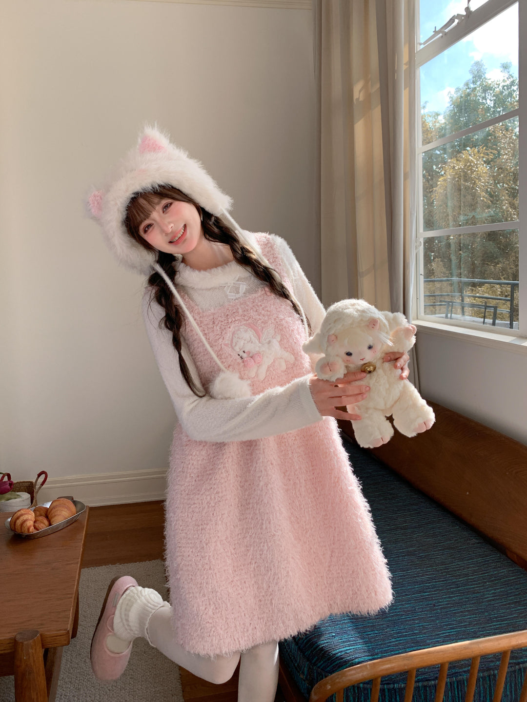 Lamb Plush Pinafore Dresses-Dresses-ntbhshop