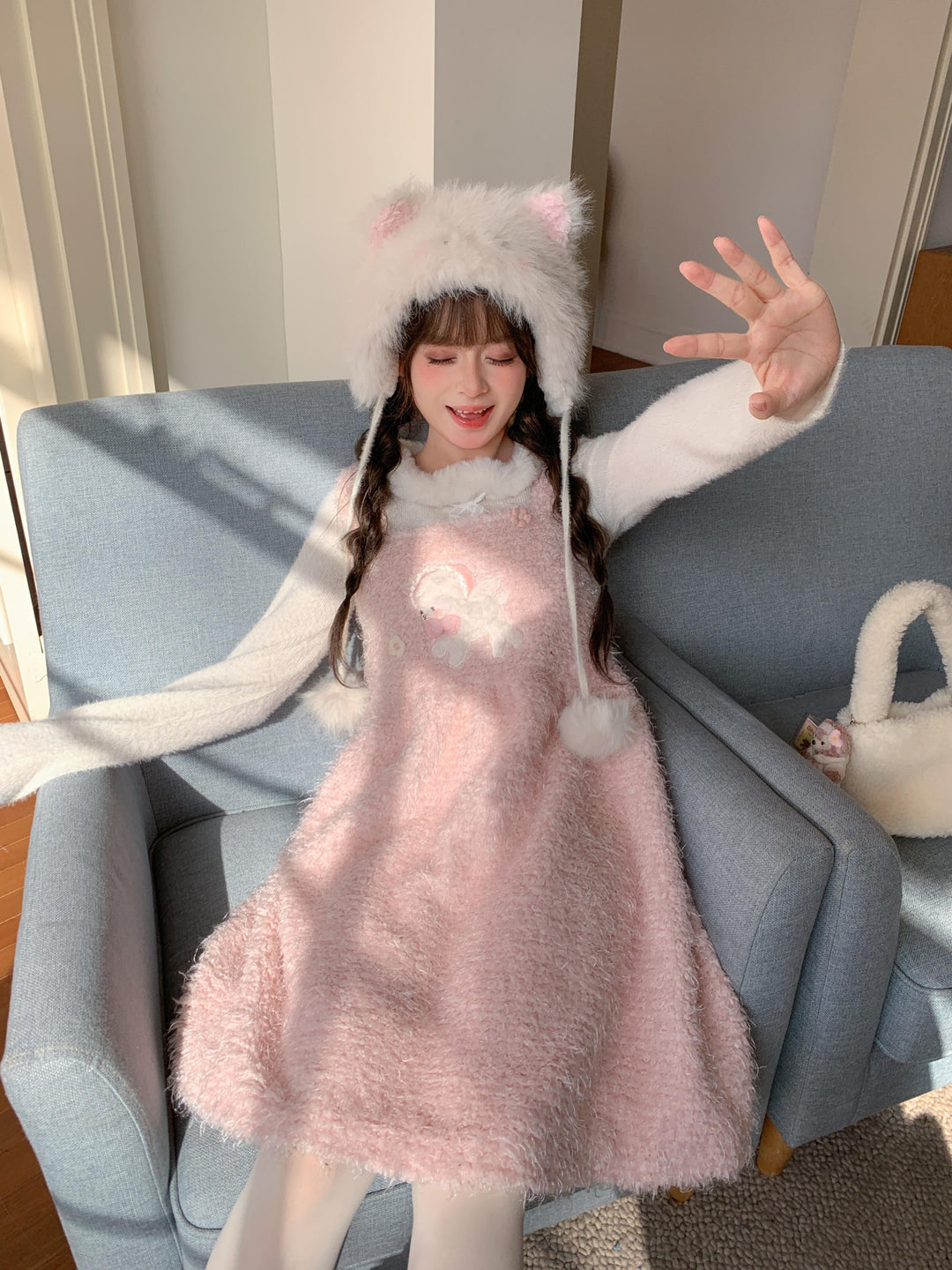 Lamb Plush Pinafore Dresses-Dresses-ntbhshop