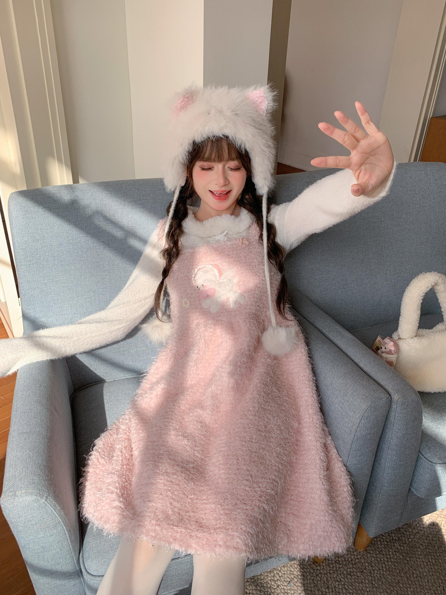 Lamb Plush Pinafore Dresses-Dresses-ntbhshop