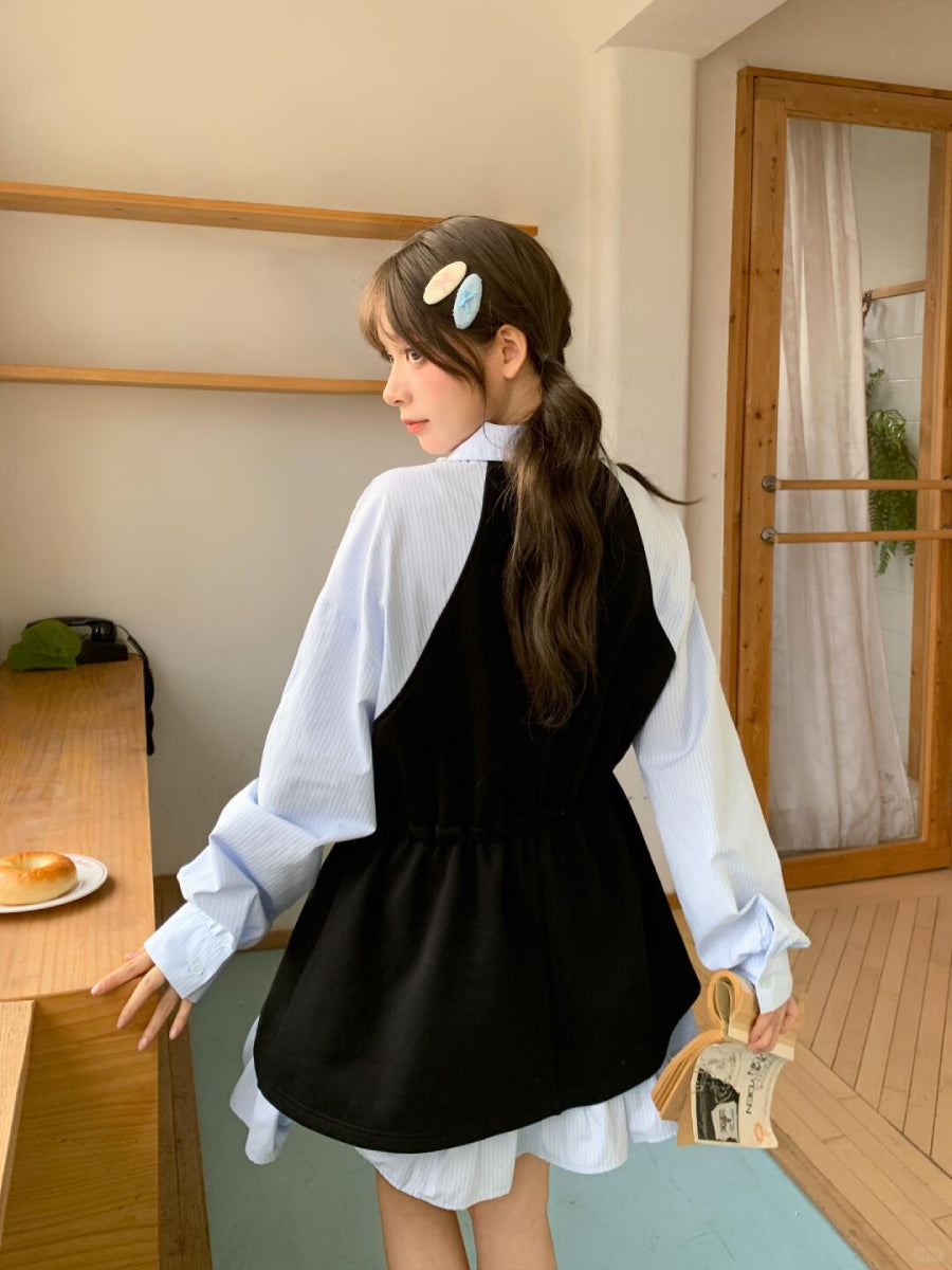 Milk Cat Hooded Shirt Dress-Dresses-ntbhshop