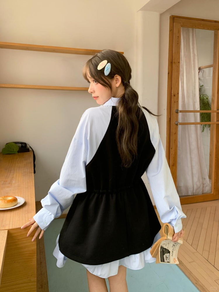 Milk Cat Hooded Shirt Dress-Dresses-ntbhshop