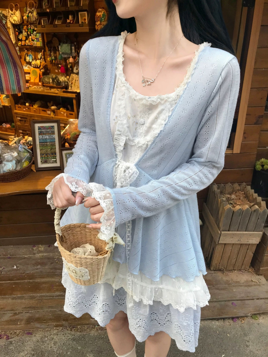 Spring Petal Lace Layer Dress-Dresses-ntbhshop