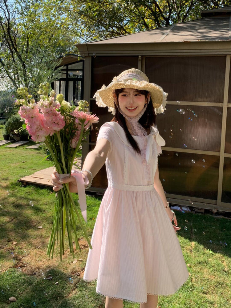 Vanilla Ribbon Stripe Dresses-Dresses-ntbhshop