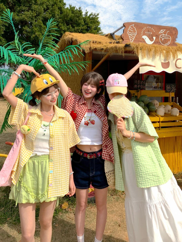 Candy Picnic Plaid Shirts-Tops-ntbhshop