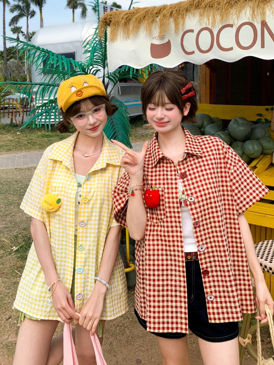 Candy Picnic Plaid Shirts-Tops-ntbhshop