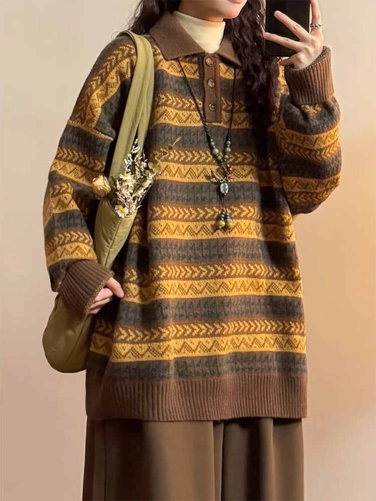 Mustard Grove Polo Knit Sweater-ntbhshop