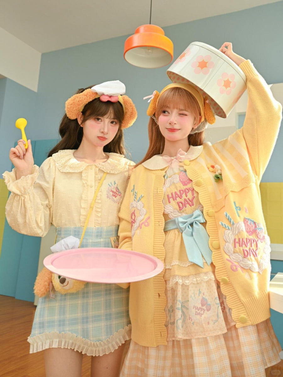 Happy Day Doll Collar Blouse-Tops-ntbhshop