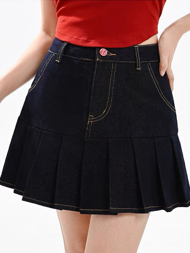 Cherry Ink Denim Skirt-Bottoms-ntbhshop