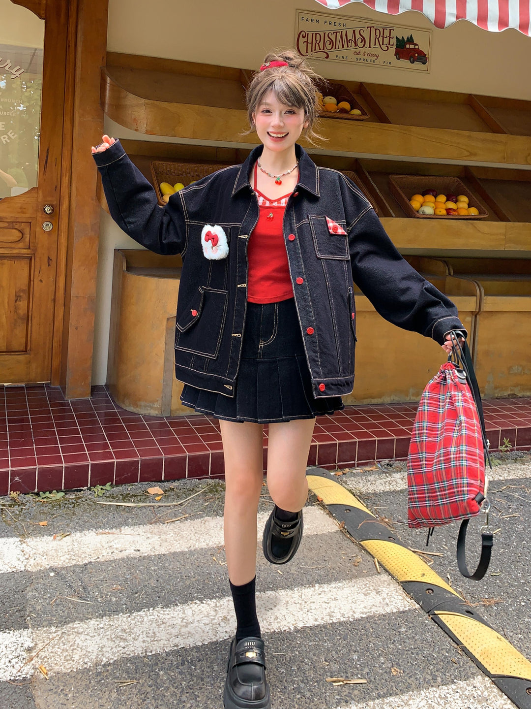 Cherry Ink Denim Skirt-Bottoms-ntbhshop