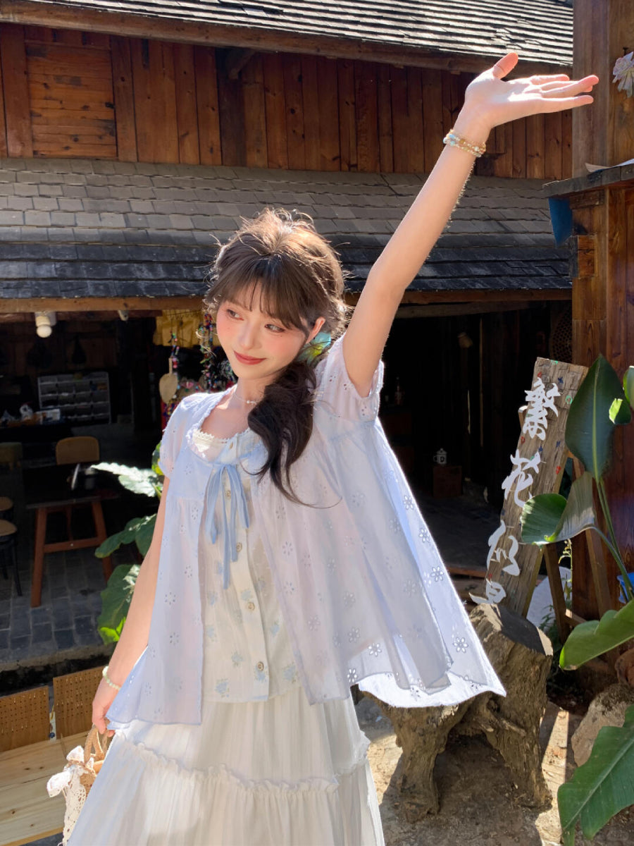 Floral Meadow Cotton Spliced Blouses-Tops-ntbhshop