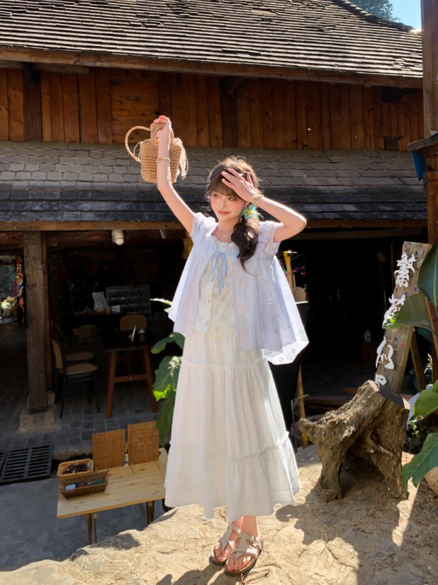 Floral Meadow Cotton Spliced Blouses-Tops-ntbhshop