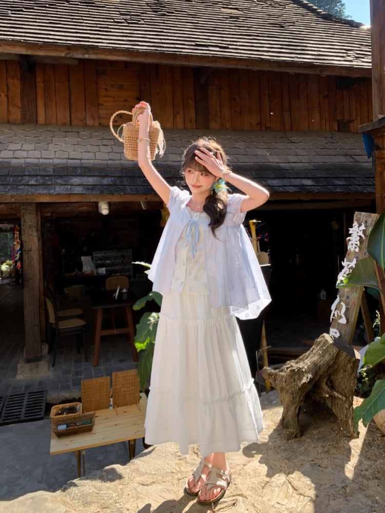 Floral Meadow Cotton Spliced Blouses-Tops-ntbhshop