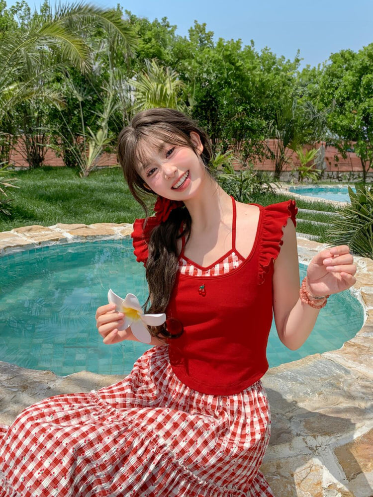 Cherry Picnic Ruffle Top-Tops-ntbhshop