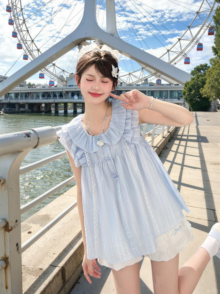 Bluebell Babydoll Blouse & Bubble Shorts-Sets-ntbhshop