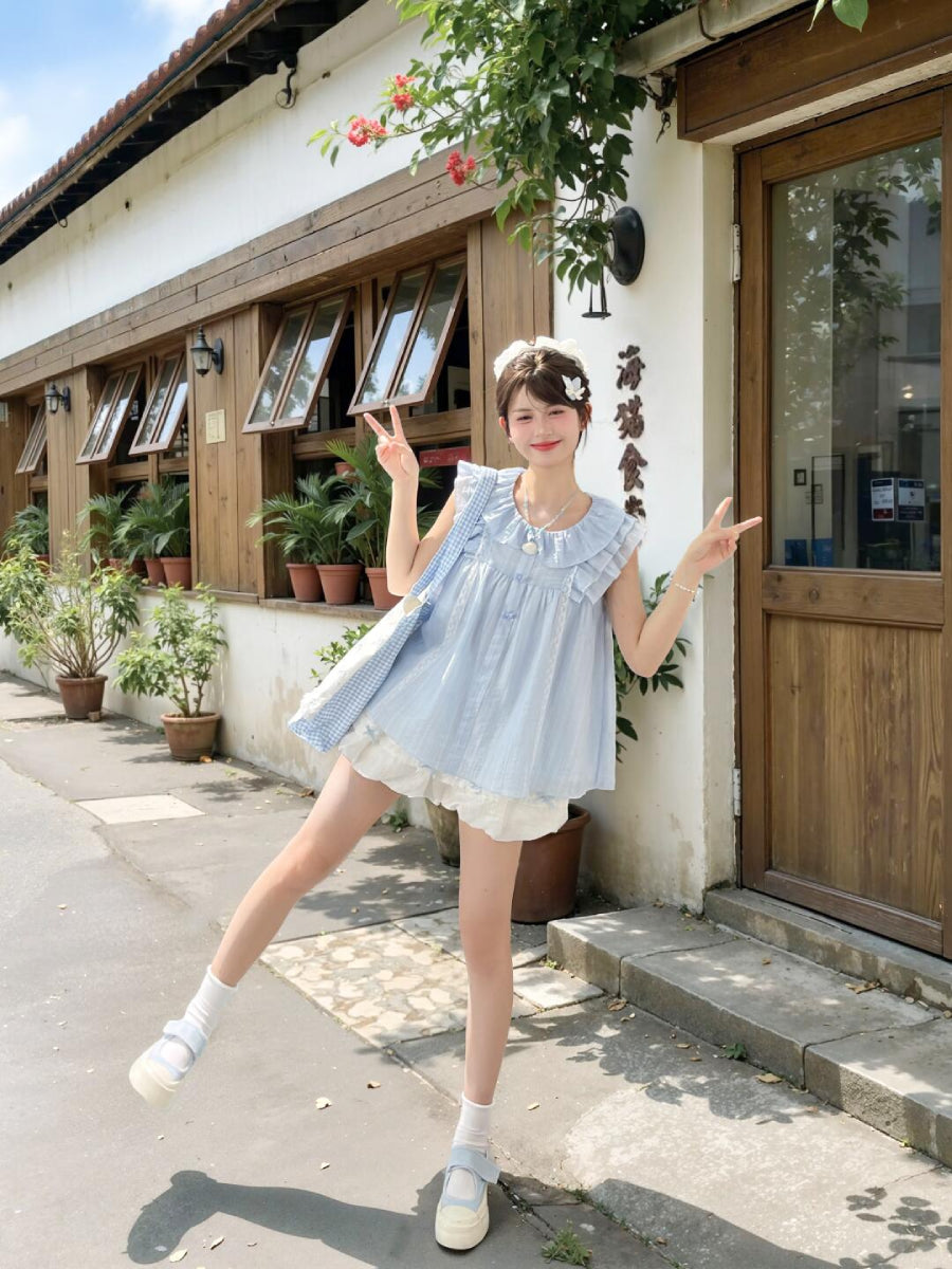 Bluebell Babydoll Blouse & Bubble Shorts-Sets-ntbhshop