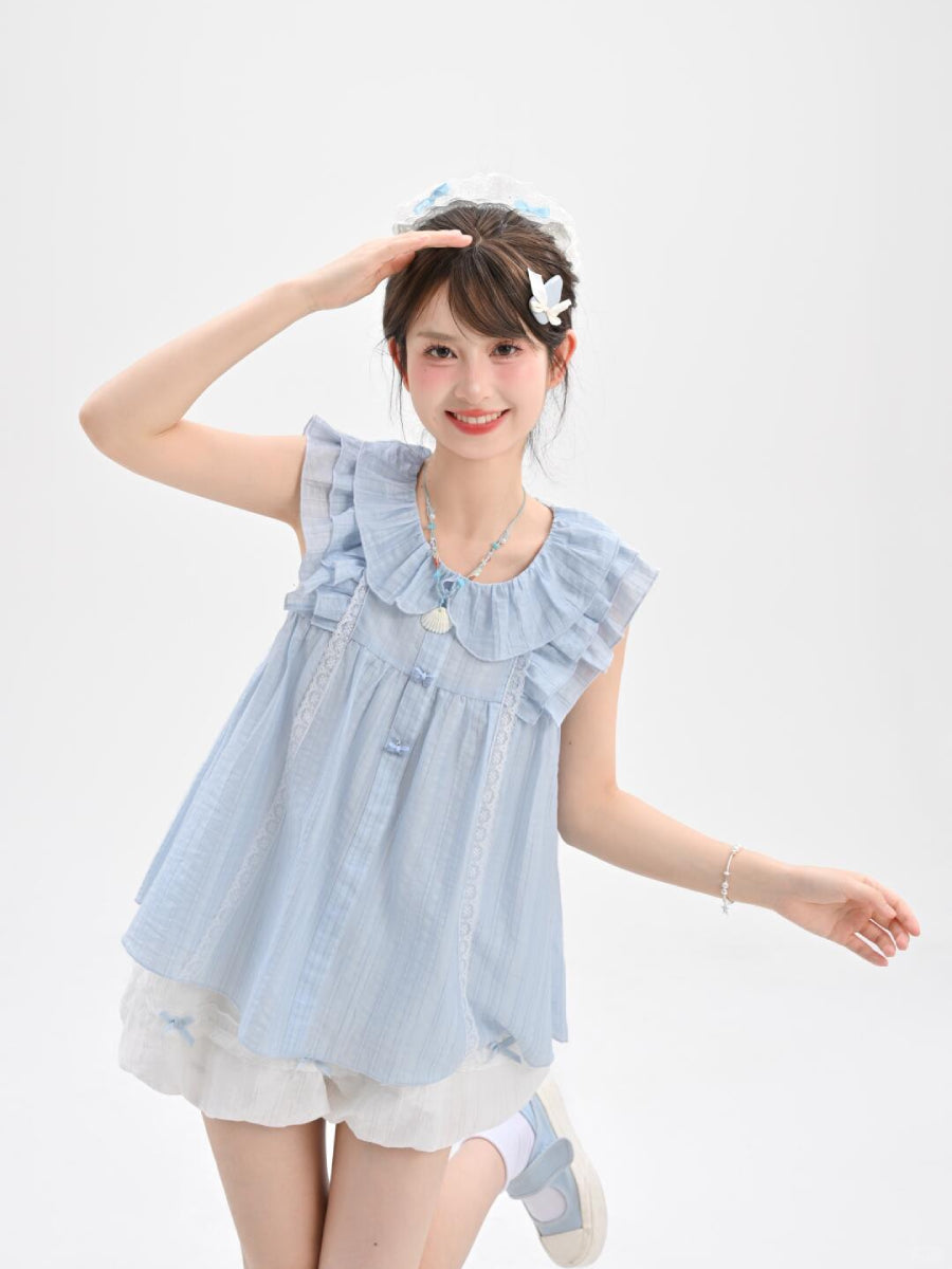 Bluebell Babydoll Blouse & Bubble Shorts-Sets-ntbhshop