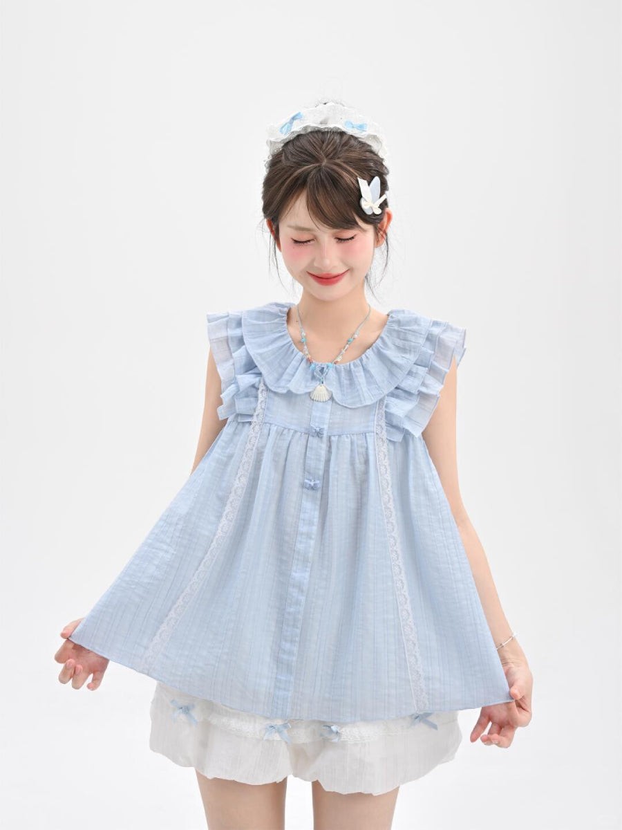 Bluebell Babydoll Blouse & Bubble Shorts-Sets-ntbhshop